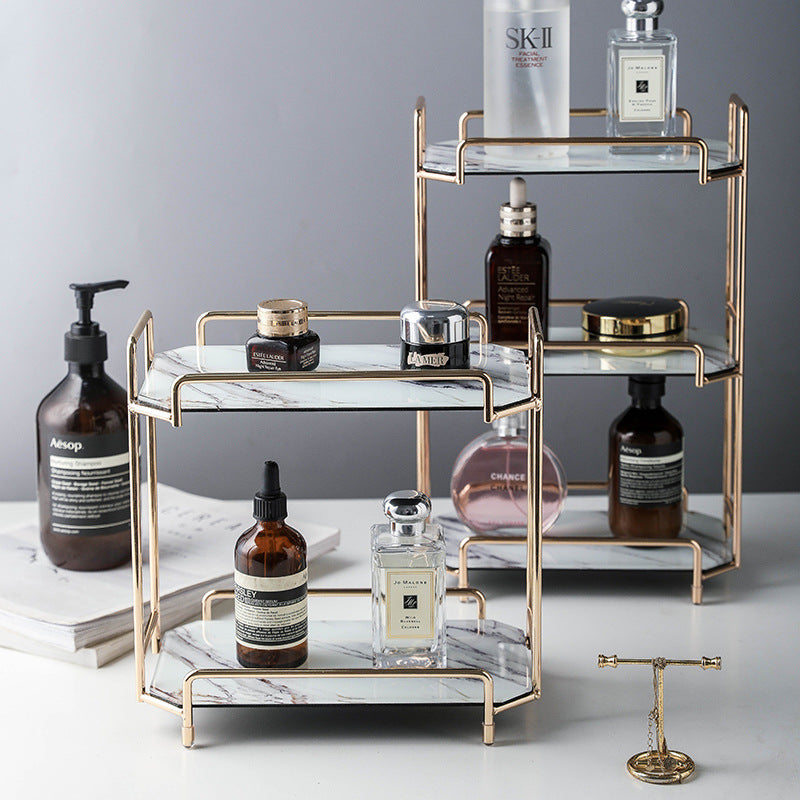 Zhiyou Nordic Inspired Cosmetic Storage Rack For Skincare And Perfume Metal Glass Vanity Organizer For Beauty Enthusiasts