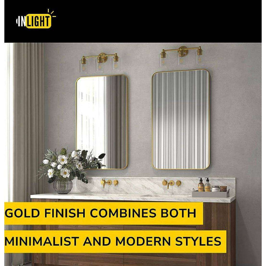 GETINLIGHT Inlight 20 Wide 3 Light Gold Bathroom Vanity Light