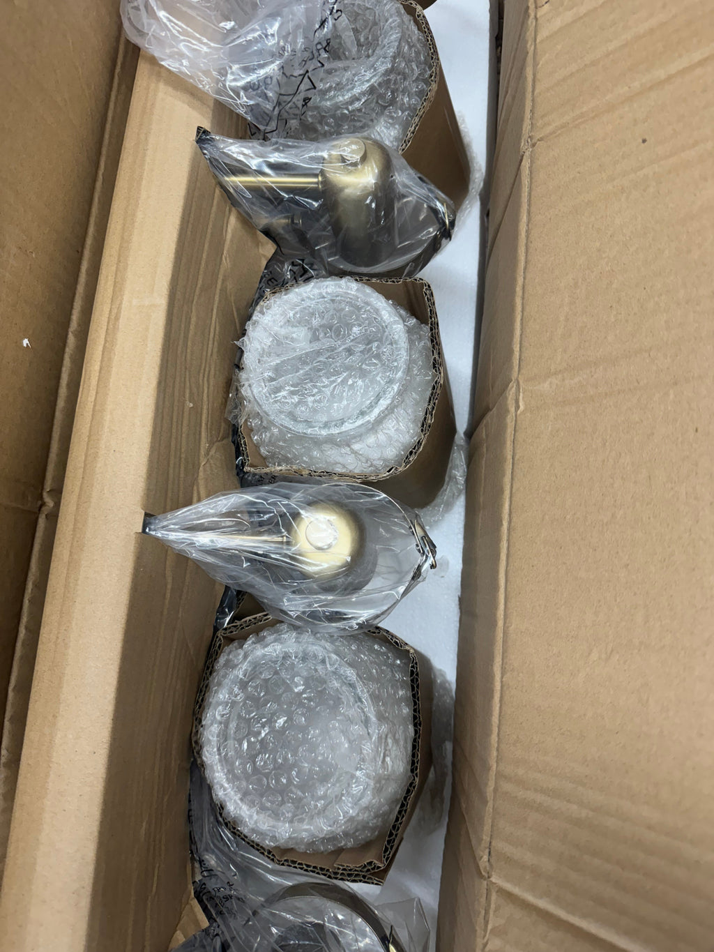 Progress Lighting Calhoun Vanity Light 4 Light Gold Vintage Brass With Clear Glass For Modern Farmhouse Bathrooms
