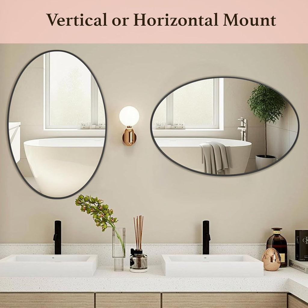 Oval Mirror 20x30 Black Bathroom Vanity Wall Mount