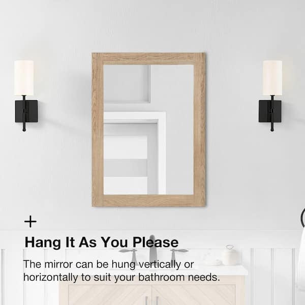 Glacier Bay Huckleberry Vanity Mirror 24x32 Weathered Tan Rectangular Framed Wall Mount Open Box For Homeowners