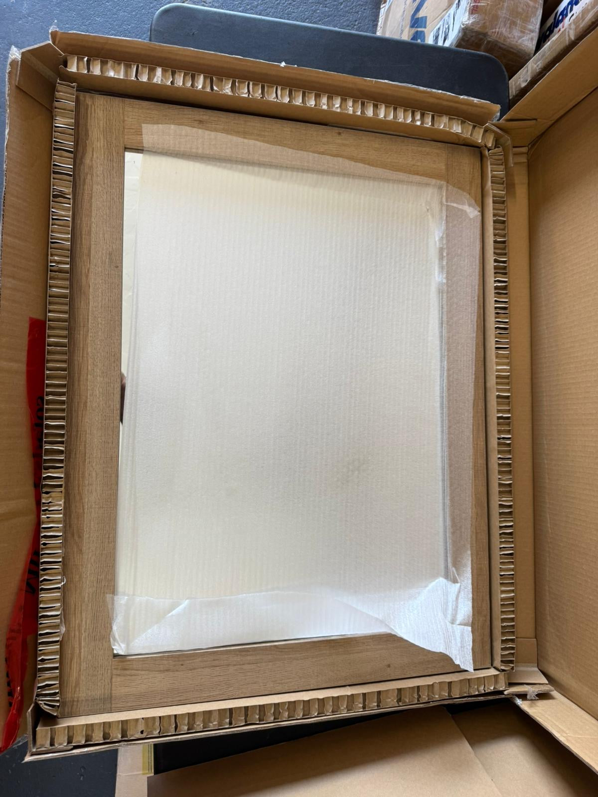 Glacier Bay Huckleberry Vanity Mirror 24x32 Weathered Tan Rectangular Framed Wall Mount Open Box For Homeowners