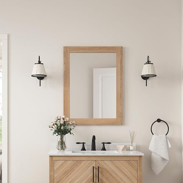 Glacier Bay Huckleberry Vanity Mirror 24x32 Weathered Tan Rectangular Framed Wall Mount Open Box For Homeowners