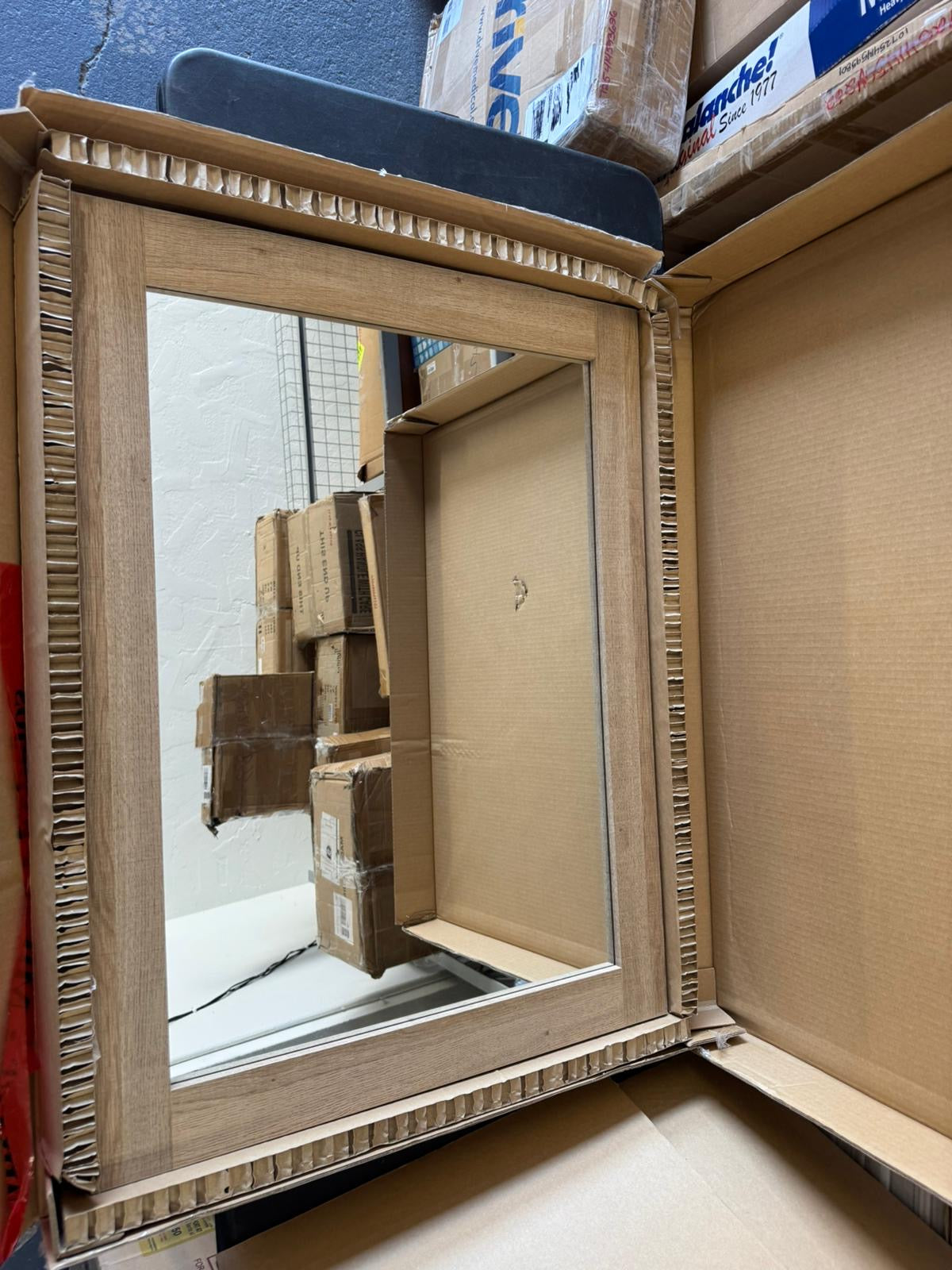Glacier Bay Huckleberry Vanity Mirror 24x32 Weathered Tan Rectangular Framed Wall Mount Open Box For Homeowners