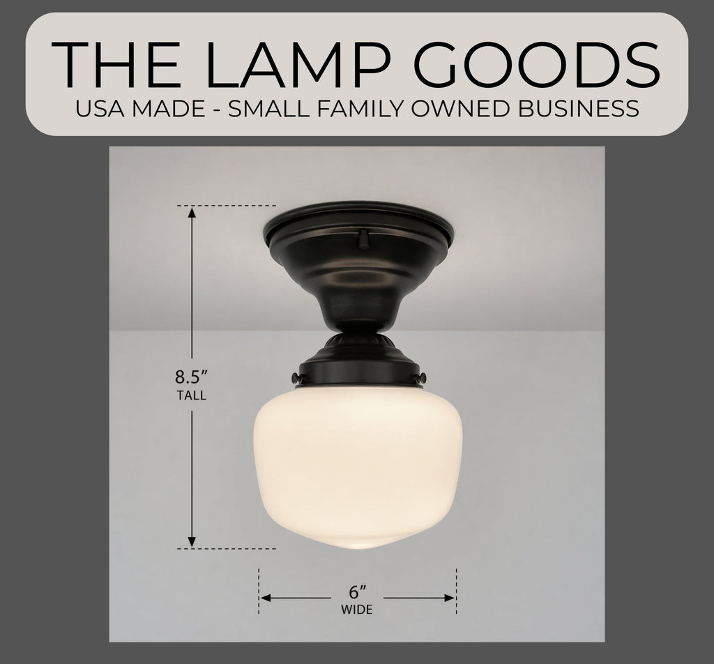 Simple Milk Glass Schoolhouse Ceiling Light Warm Glow Home