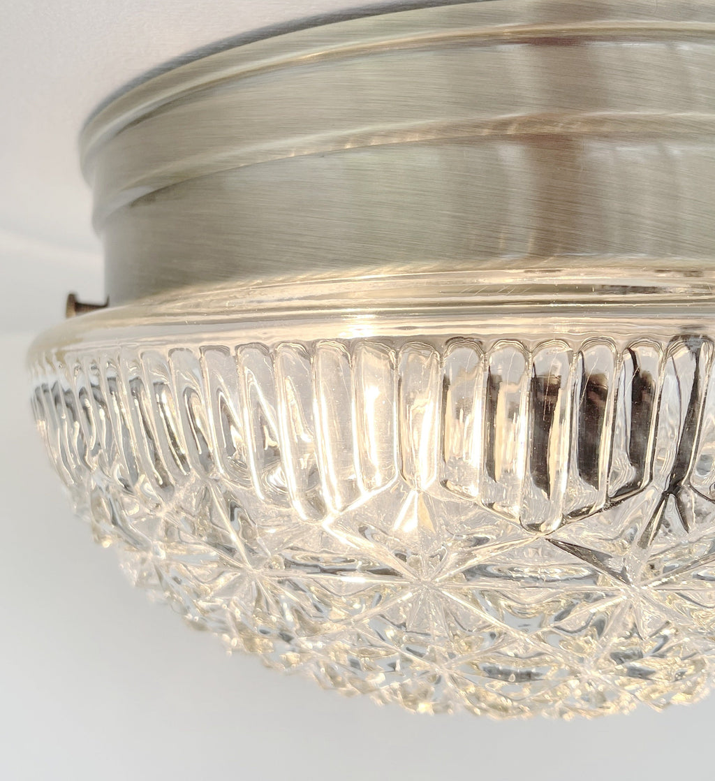 Mid Century Diamond Glass Ceiling Light Diamond Pattern Dome Glamour For Retro Decor Aficionados