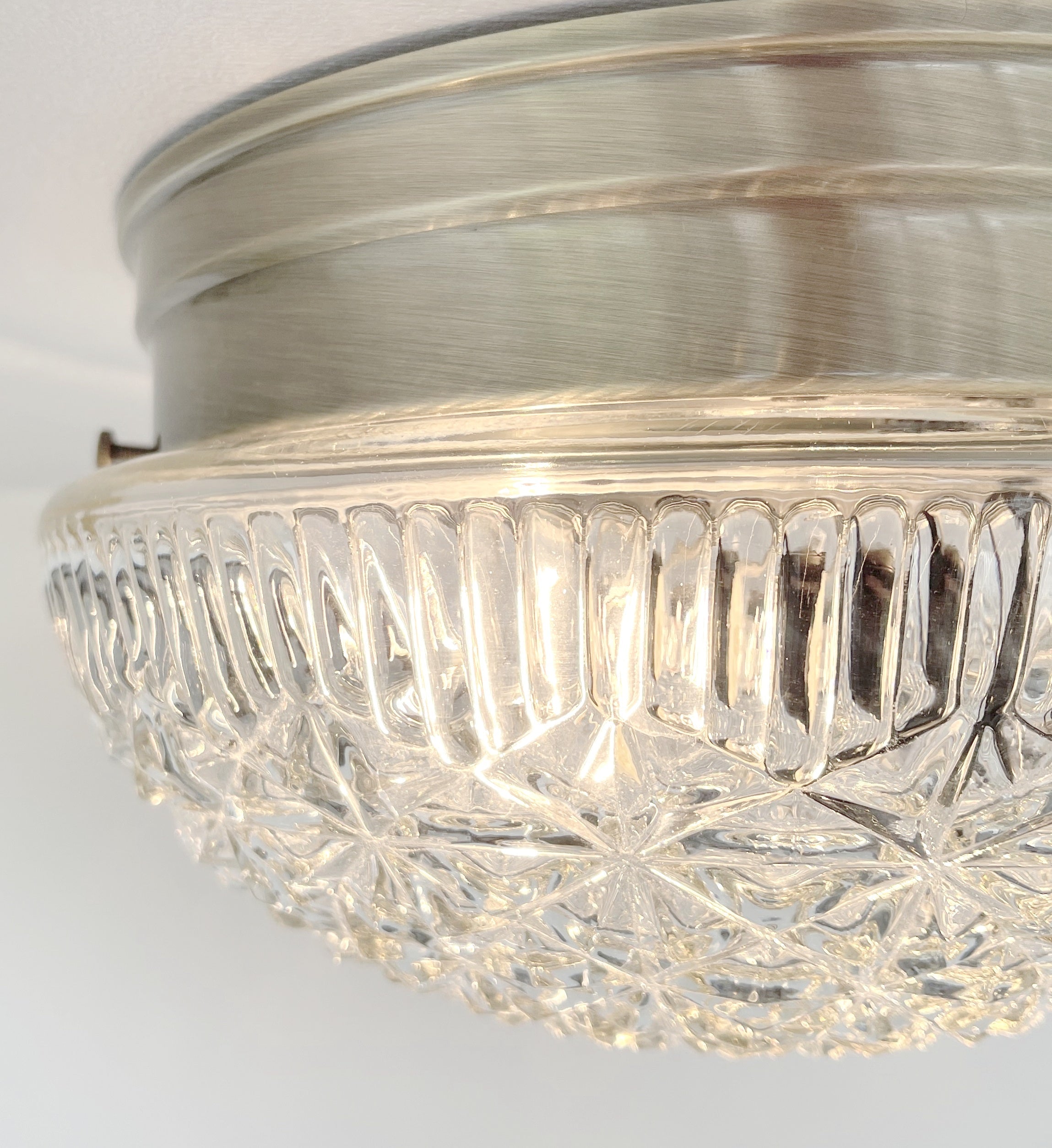 Mid Century Diamond Glass Ceiling Light Diamond Pattern Dome Glamour For Retro Decor Aficionados