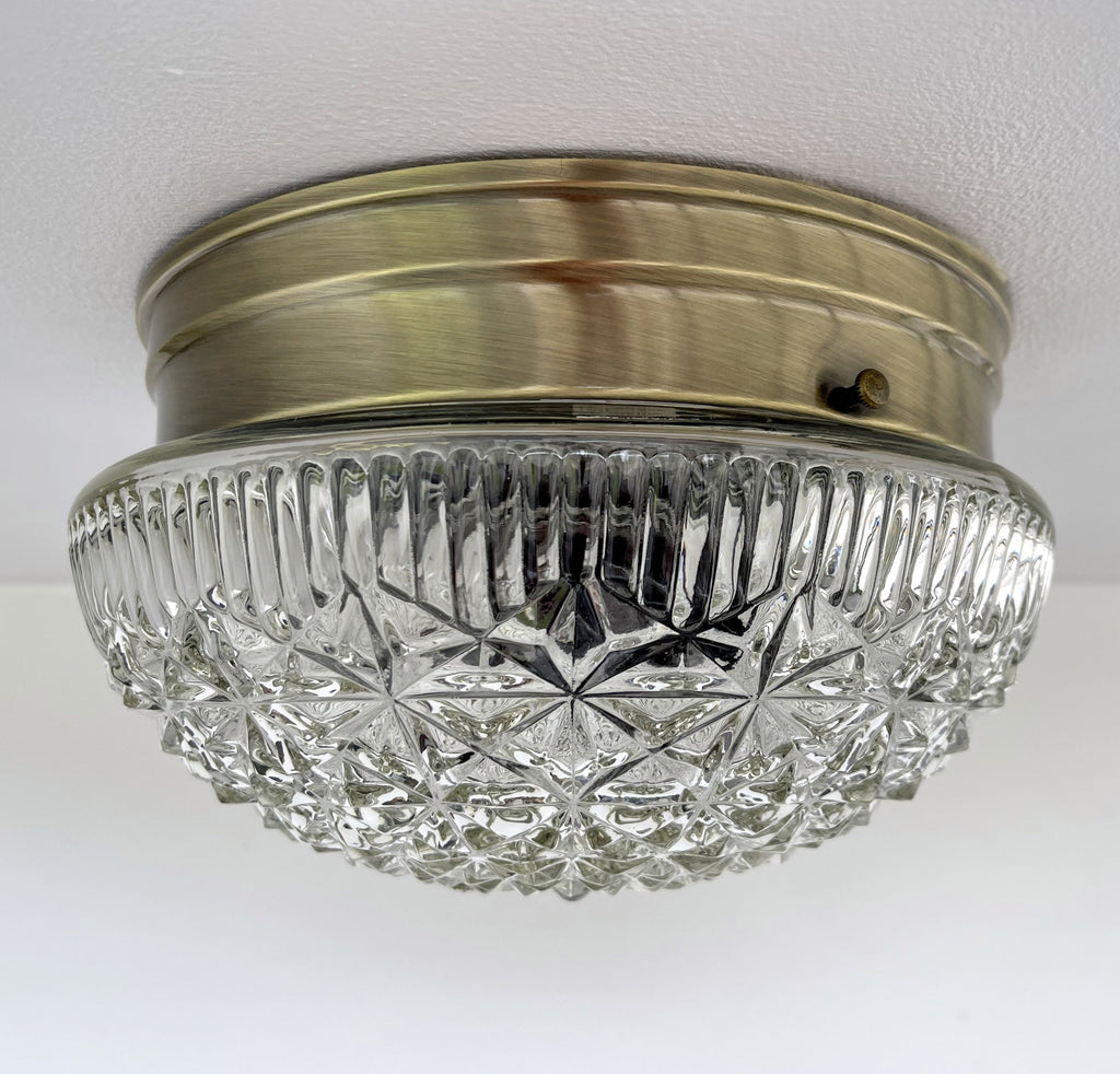 Mid Century Diamond Glass Ceiling Light Diamond Pattern Dome Glamour For Retro Decor Aficionados