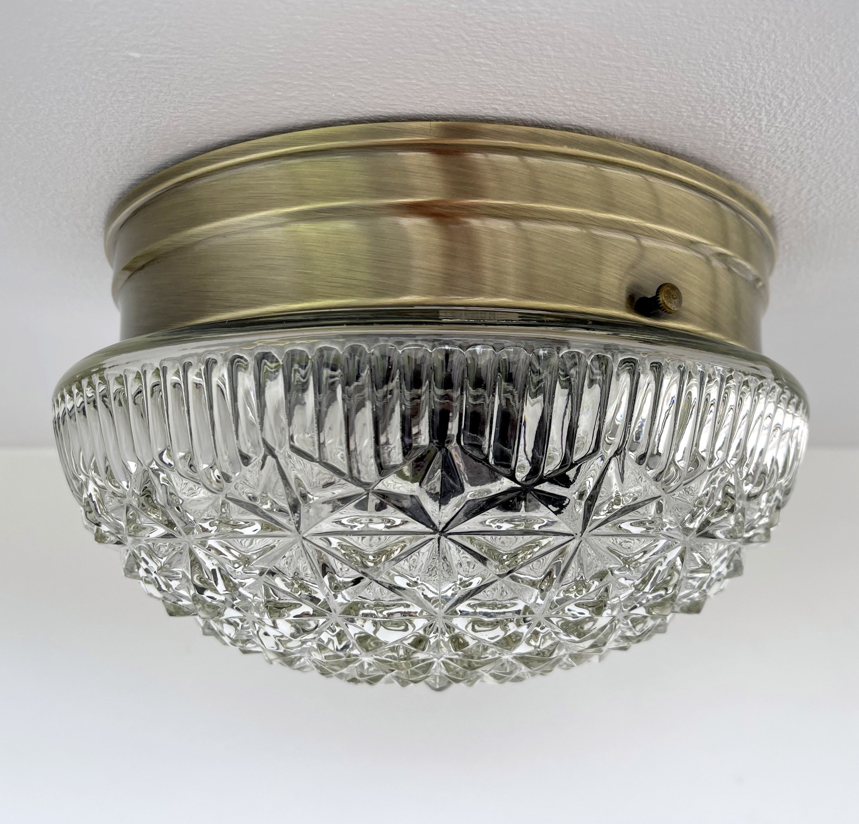 Mid Century Diamond Glass Ceiling Light Diamond Pattern Dome Glamour For Retro Decor Aficionados