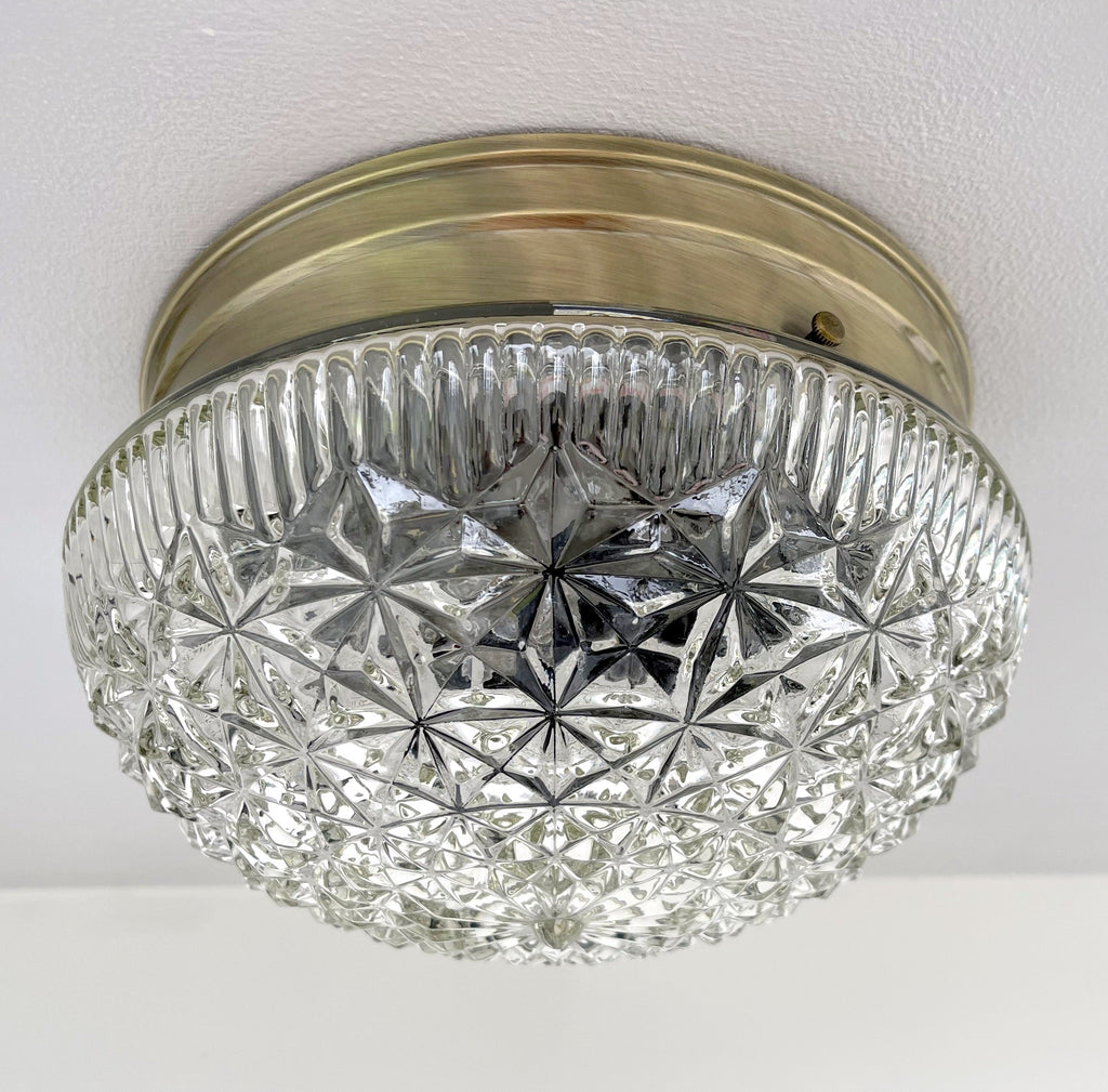 Mid Century Diamond Glass Ceiling Light Diamond Pattern Dome Glamour For Retro Decor Aficionados