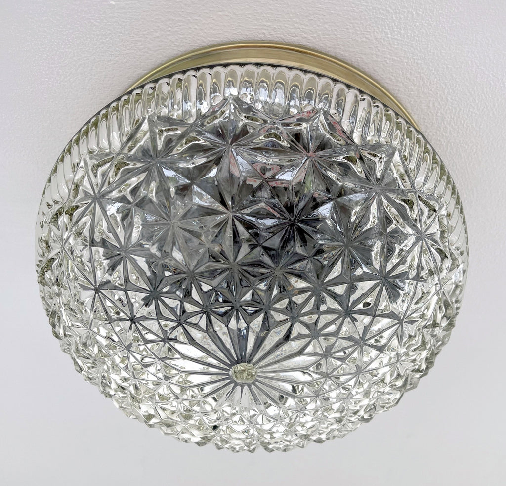 Mid Century Diamond Glass Ceiling Light Diamond Pattern Dome Glamour For Retro Decor Aficionados
