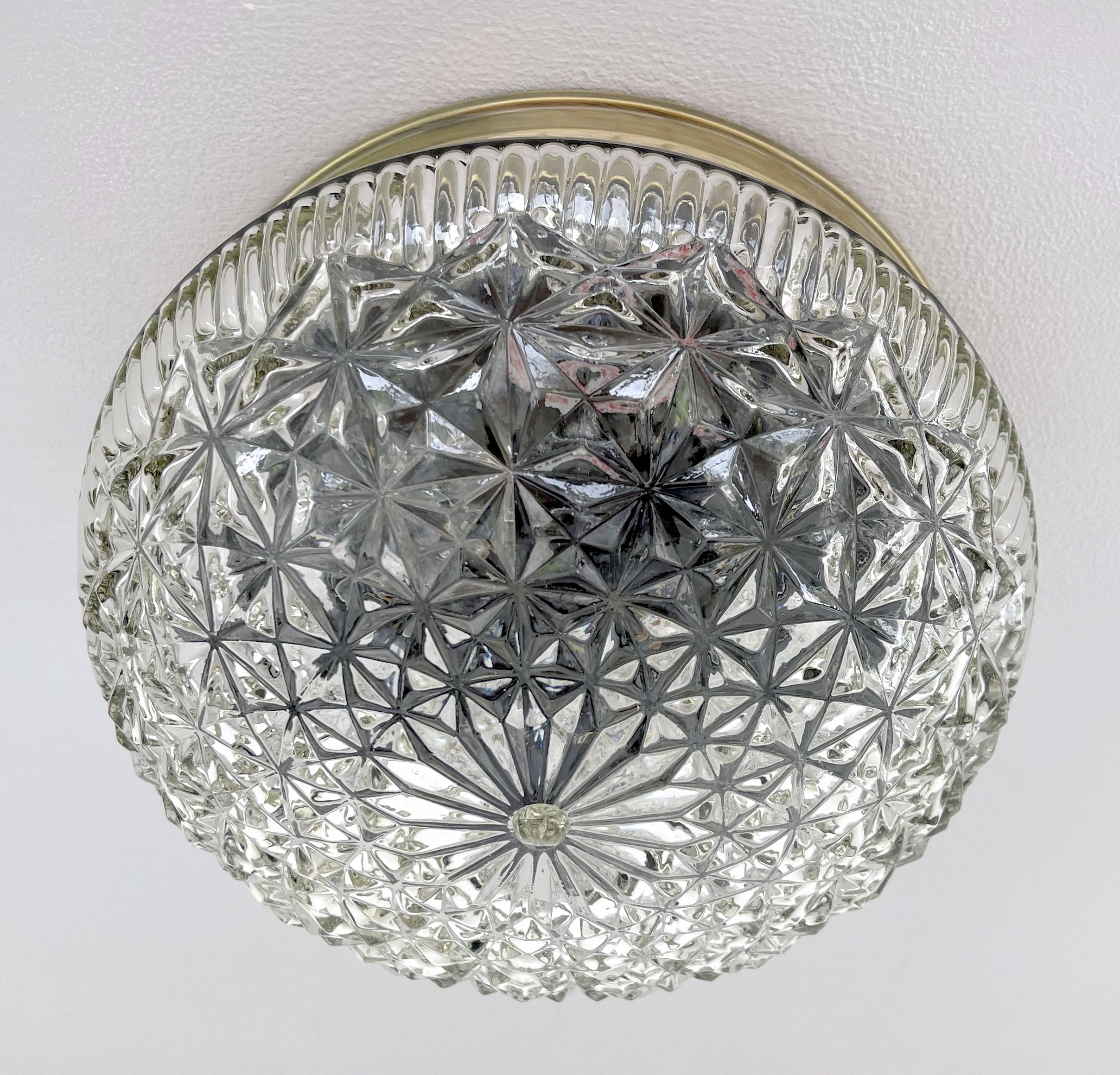 Mid Century Diamond Glass Ceiling Light Diamond Pattern Dome Glamour For Retro Decor Aficionados