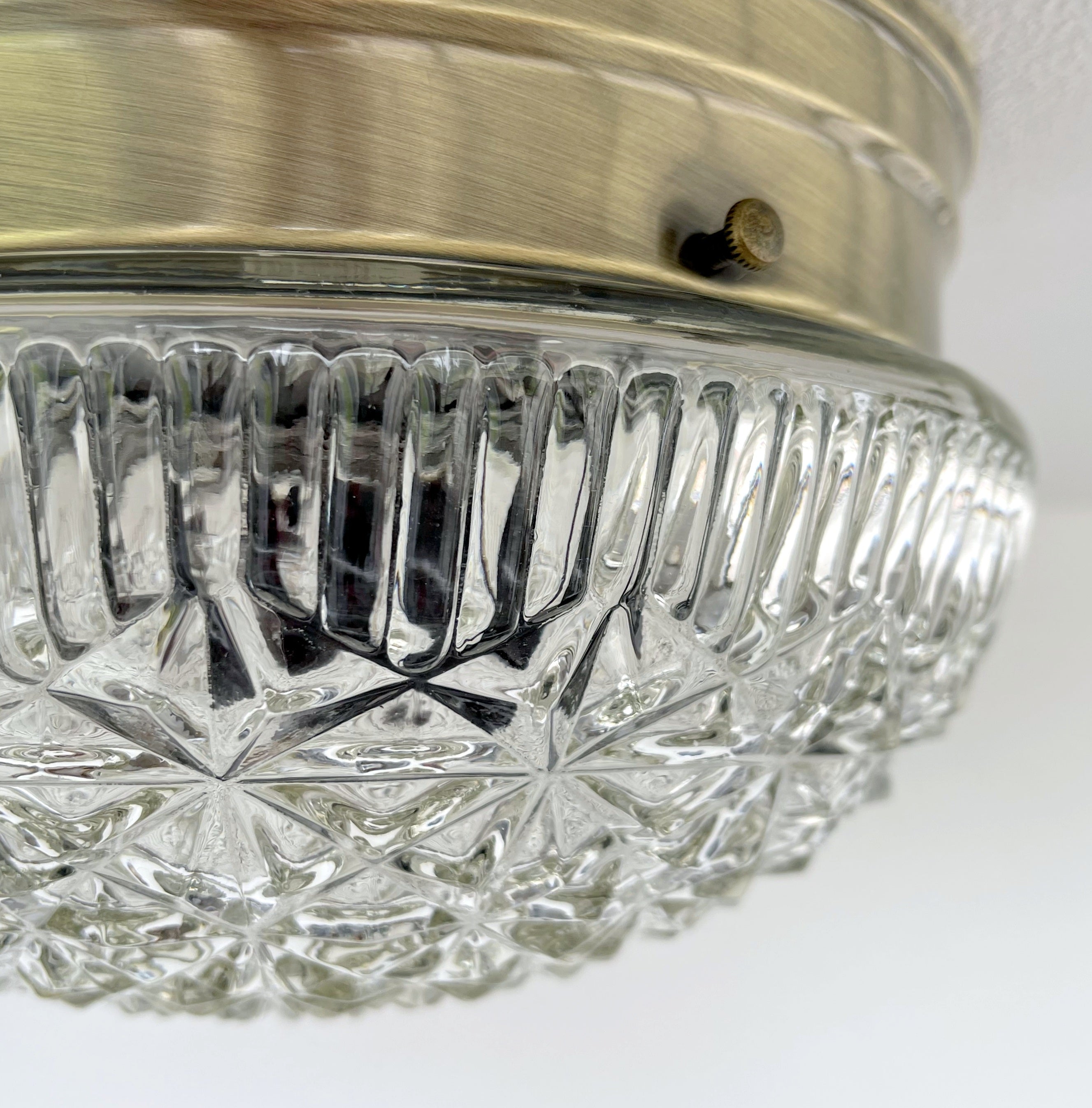 Mid Century Diamond Glass Ceiling Light Diamond Pattern Dome Glamour For Retro Decor Aficionados