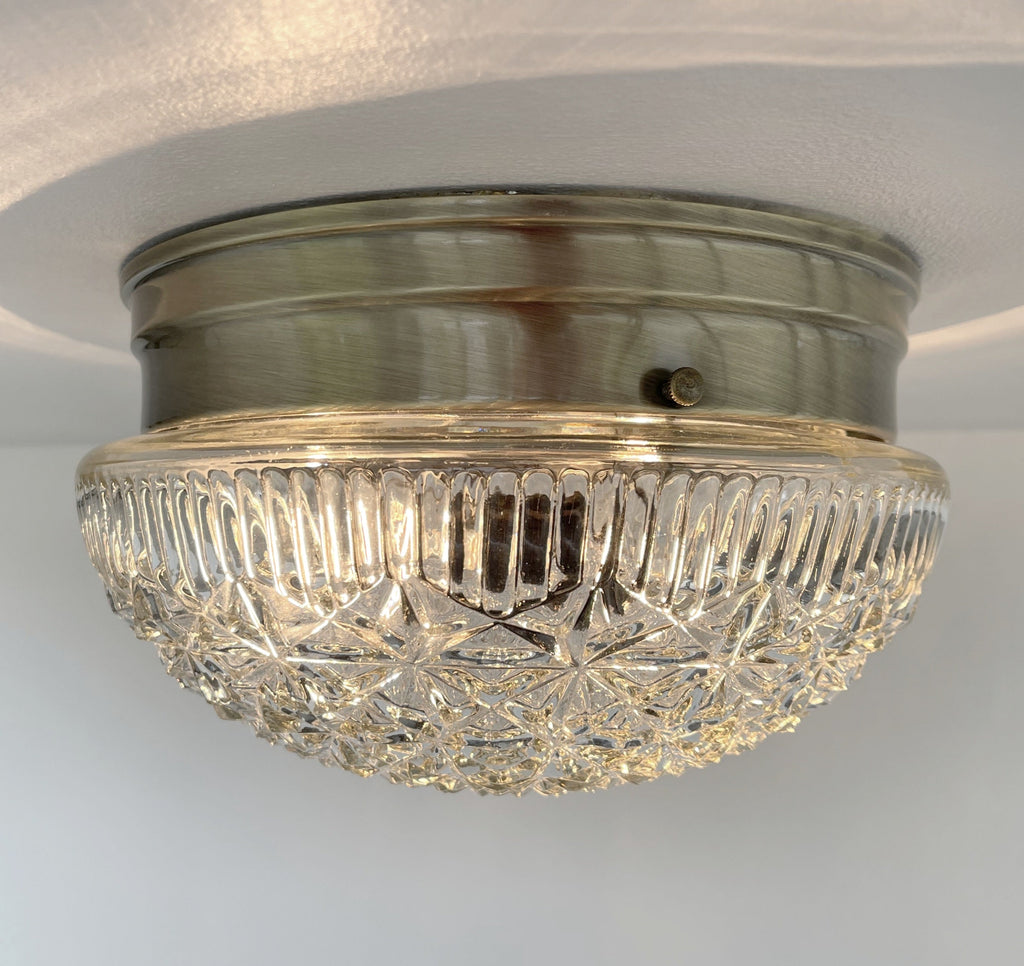 Mid Century Diamond Glass Ceiling Light Diamond Pattern Dome Glamour For Retro Decor Aficionados