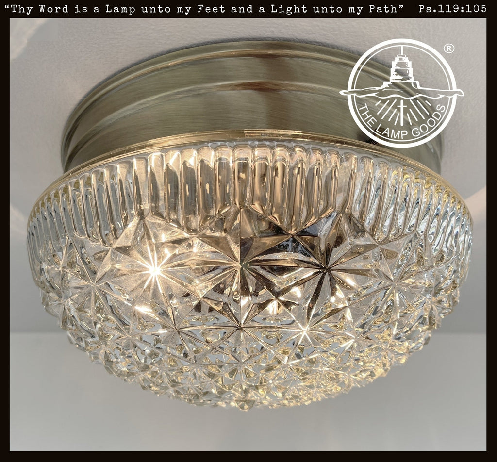 Mid Century Diamond Glass Ceiling Light Diamond Pattern Dome Glamour For Retro Decor Aficionados