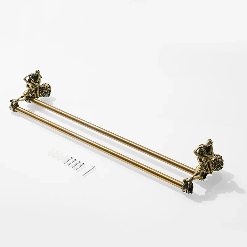 DecorBites™ Double Towel Bars: Gold/Silver Bathroom Towel Rack Holder, Wall Mounted Brass