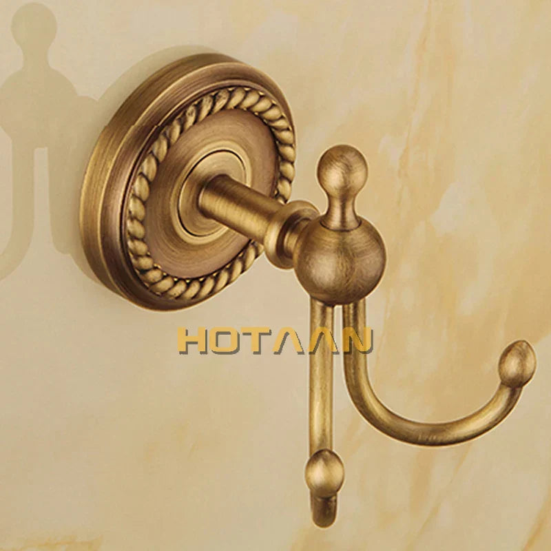 DecorBites™ Brass Bathroom Accessories Set, Robe Hook, Paper Holder, Towel Bar, Antique Finish
