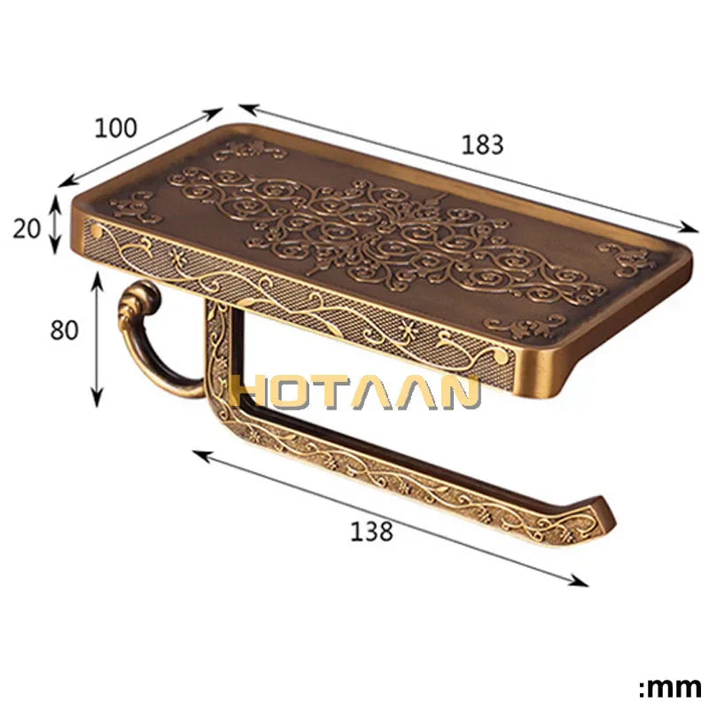 DecorBites™ Brass Toilet Paper Holder Bathroom Storage Rack Accessory