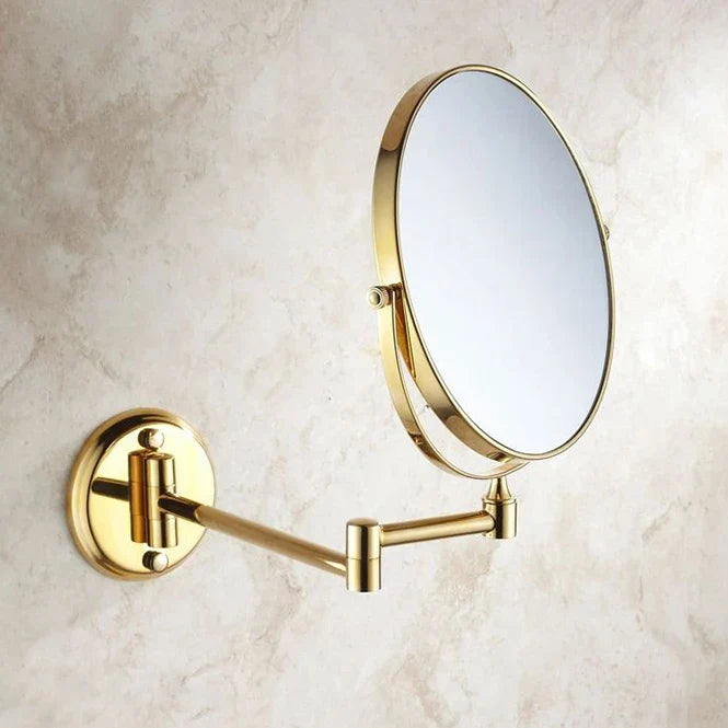 DecorBites™ 8" Round Brass Dual Makeup Mirror with 3X Magnification