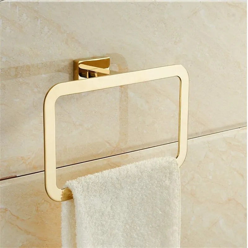 DecorBites™ Gold Towel Ranger: Brass Wall Mounted Bathroom Accessory Rack