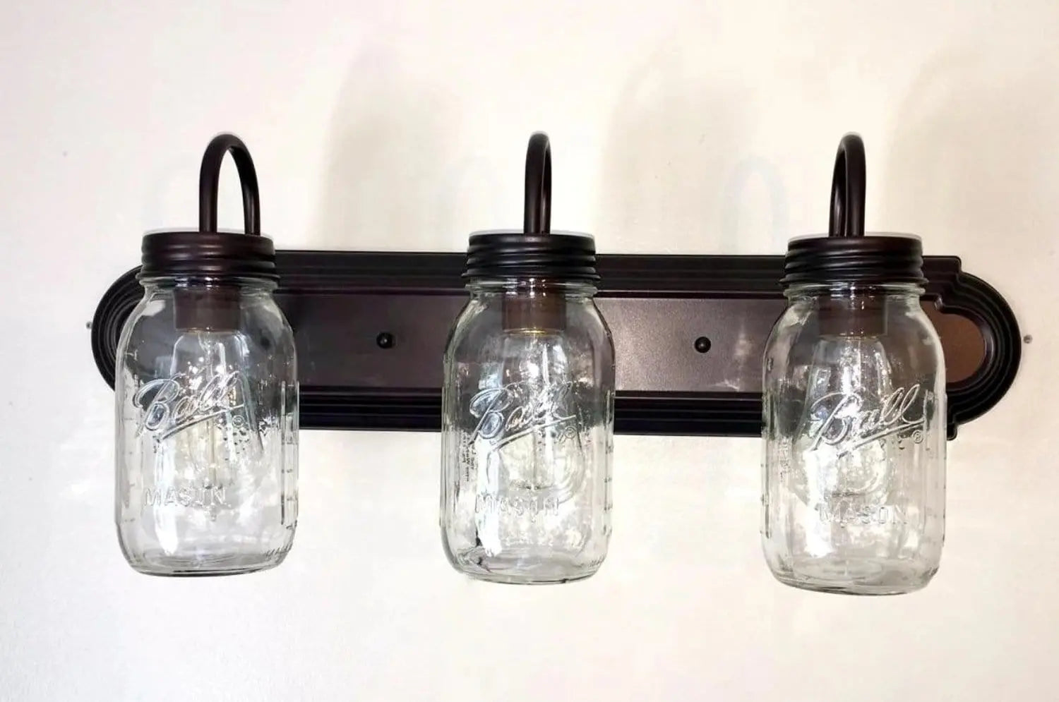 Mason Jar Vanity Light For Farmhouse Bathrooms Three Jar Shades Warm Ambience And Modern Glow
