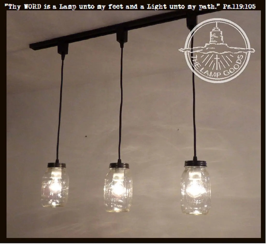 Mason Jar Track Lighting Pendant Trio Repositionable Ceiling Track Lights For Kitchen And Dining