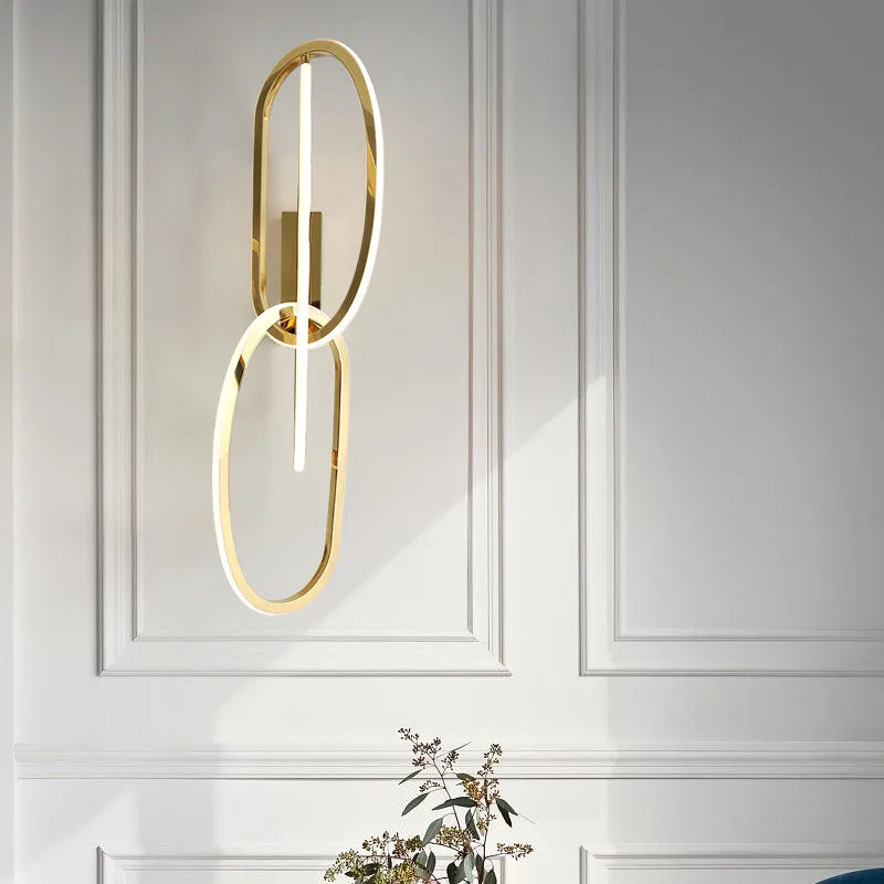 DecorBites™ Gold LED Wall Sconce Dimmable Lighting Fixture Polished Steel Modern Luminarias