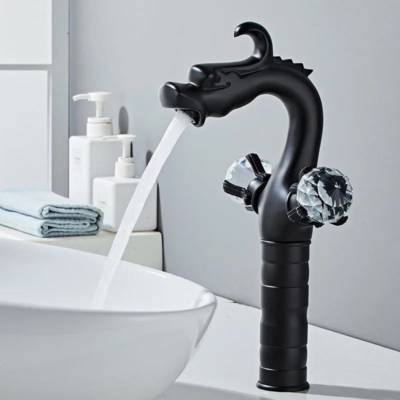 DecorBites™ Gold Crystal Double Handle Basin Faucet for Bathroom Sink Mixer Tap