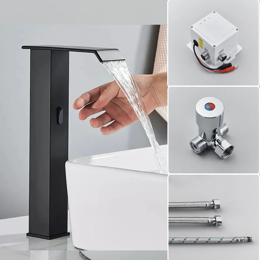 DecorBites™ Automatic Sensor Waterfall Basin Faucet - Touchless Bathroom Sink Tap