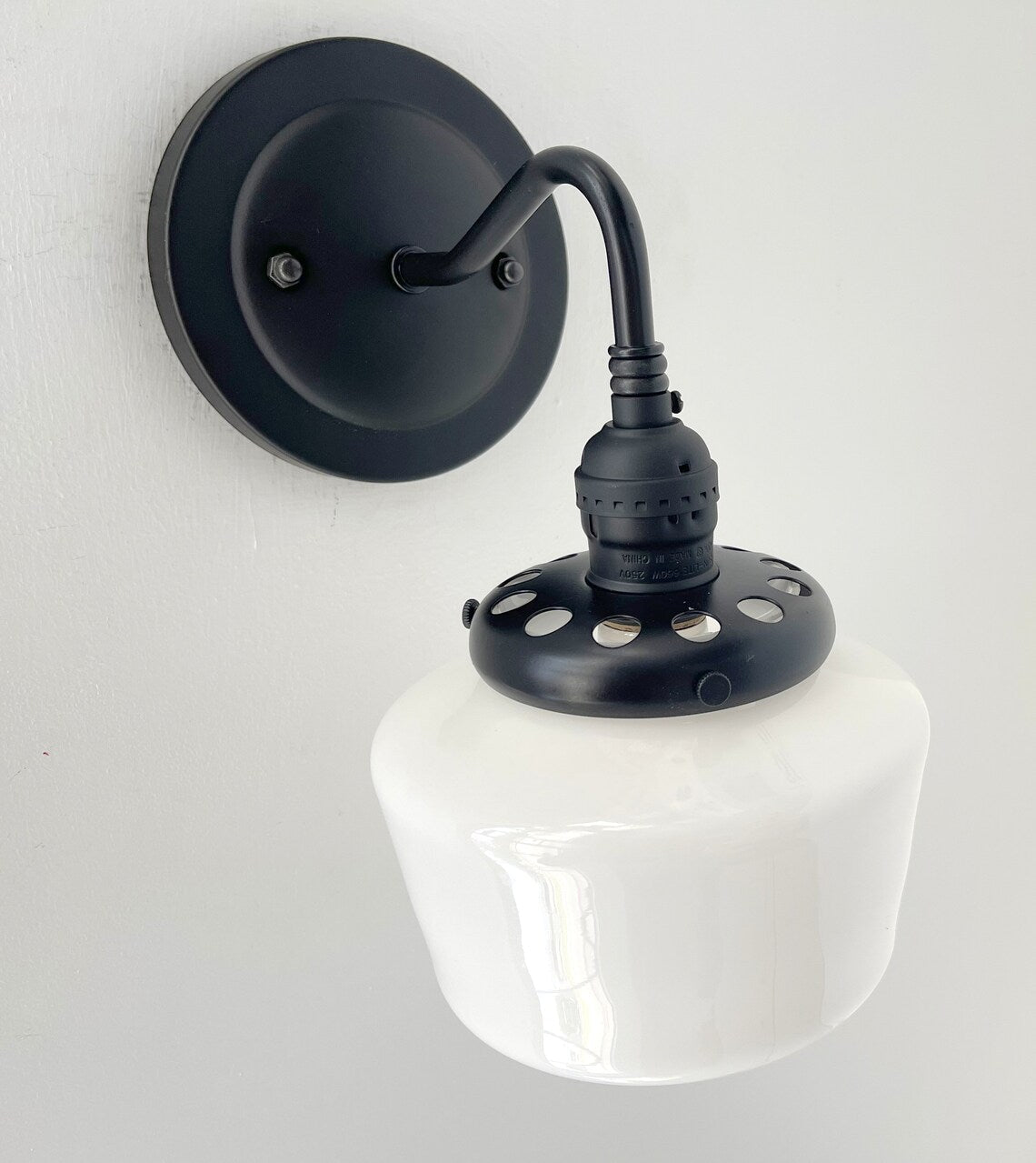 Milk Glass Wall Sconce By Small Schoolhouse Warm Glow Vintage Charm Compact Design For Bathrooms And Bedrooms