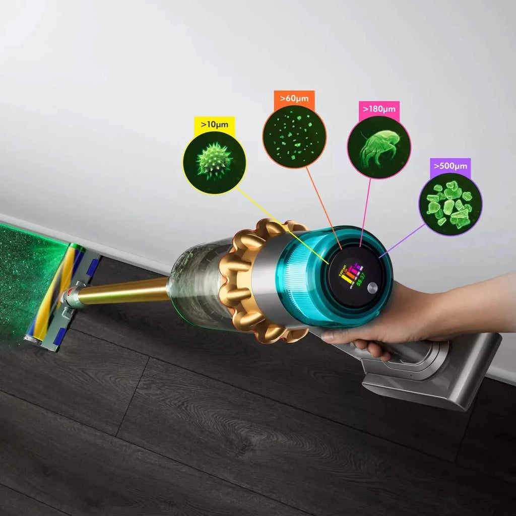 Dyson V15 Detect Absolute Stick Vacuum Cleaner With HEPA Filtration Laser Dust Detection Gold Finish For Pet Owners