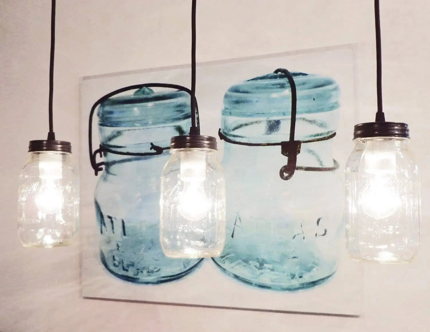 Mason Jar Track Lighting Pendant Trio Repositionable Ceiling Track Lights For Kitchen And Dining