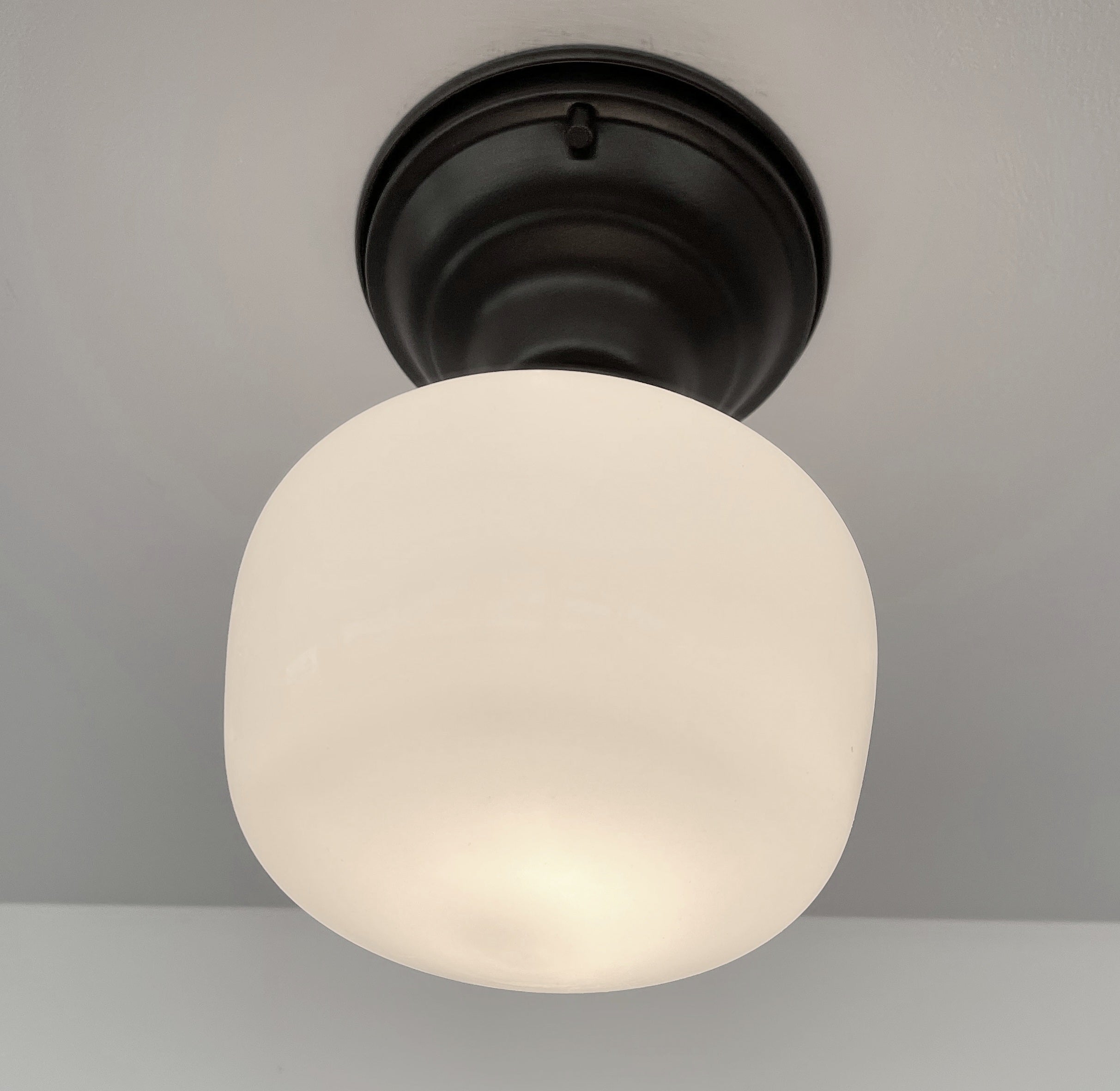 Simple Milk Glass Schoolhouse Ceiling Light Warm Glow Home