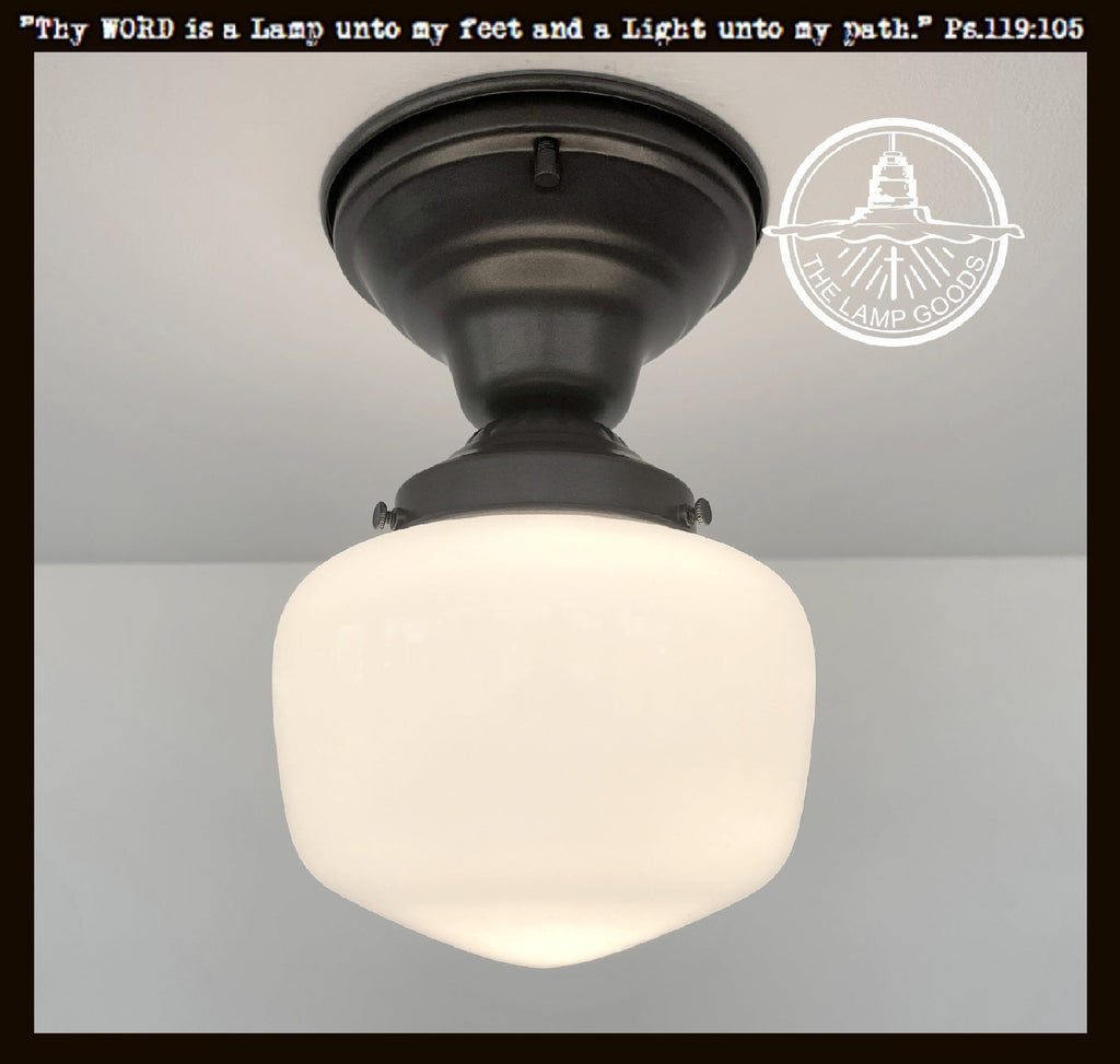 Simple Milk Glass Schoolhouse Ceiling Light Warm Glow Home